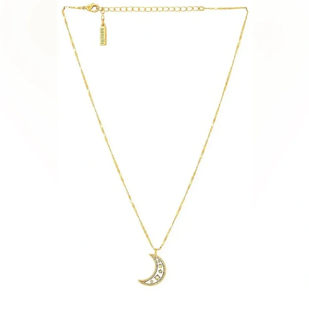 Sequin Aura Moon Talisman Necklace